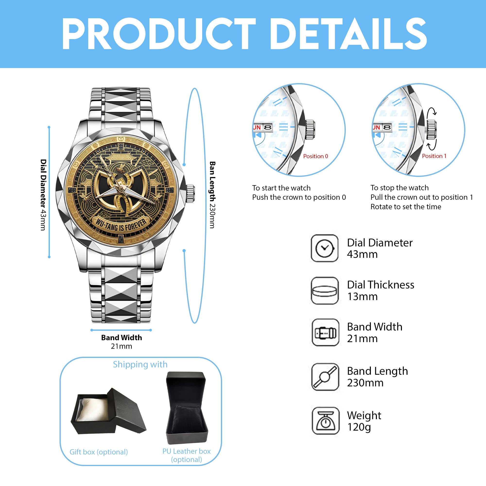 WTC Stainless Steel Watch DAT