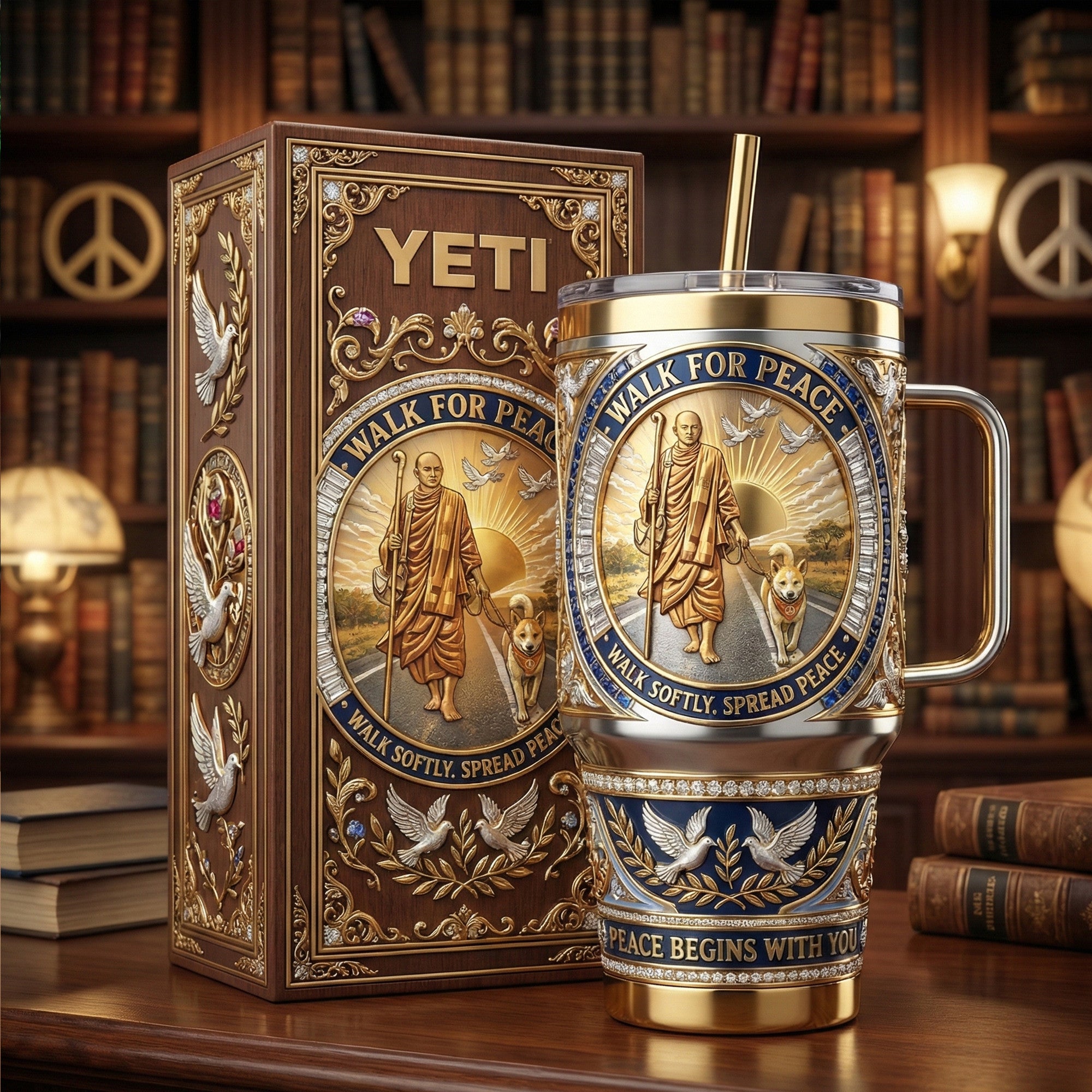 𝑾𝒂𝒍𝒌 𝒇𝒐𝒓 𝑷𝒆𝒂𝒄𝒆 40oz Tumbler With Handle LNTH